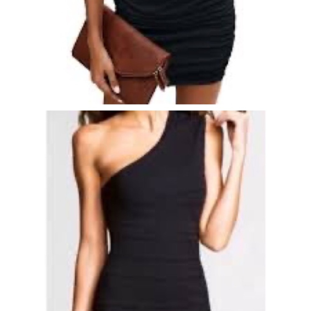 Express Black One-Shoulder Ruched Bodycon Dress - Picture 2 of 4